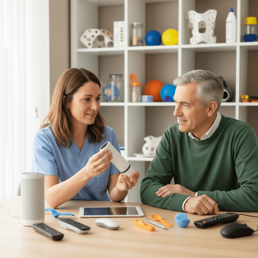 Occupational therapist consulting with client