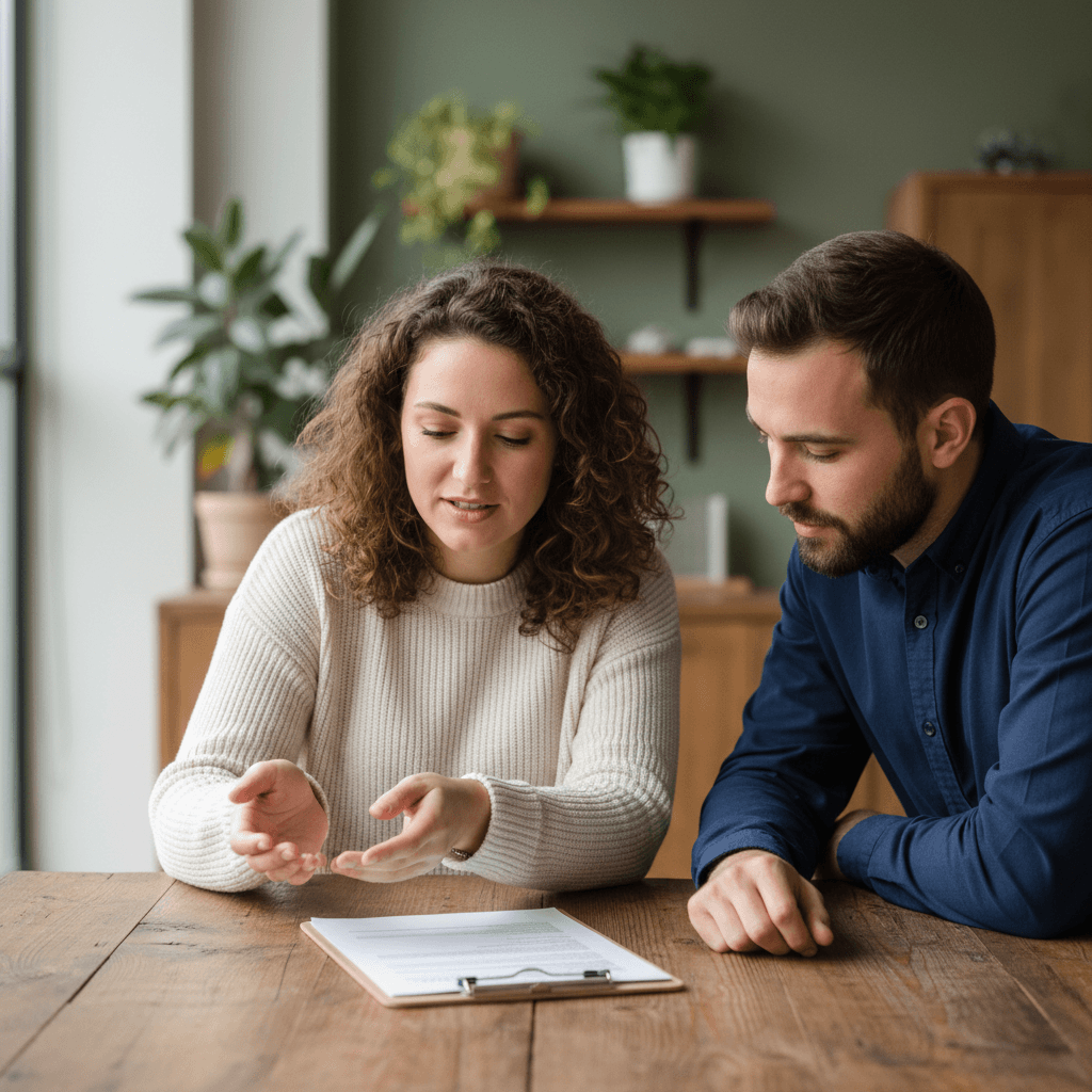 Occupational therapist receiving supportive clinical feedback during supervision session